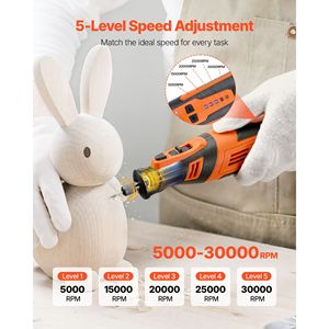 Kit de Herramientas Rotatorias Inalámbricas de 136 Piezas, Mini Grabador Eléctrico Portátil de 8V CC, 5 Velocidades, 5000-30000 RPM, Herramientas Multiusos para Bricolaje - Product Image 2