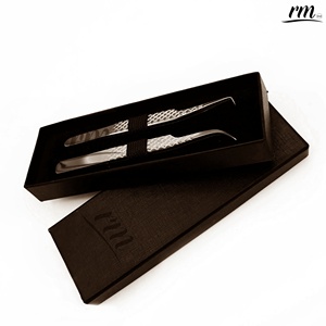 Pinces à extensions de cils RMI haute qualité en acier inoxydable multi-couleurs plasma, 90 degrés et courbées / Emballage en boîte carton 2 pièces - Product Image 4