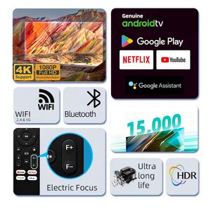 Projecteur vidéo LCD 2050 ANSI pour cinéma maison, projecteur Android Google TV L1 U001 professionnel à faible coût, Widevine 1080P 4K - Product Image 6