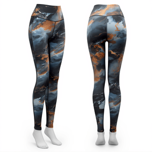 Leggings Deportivos de Cintura Alta para Mujer, Ecológicos, de Secado Rápido, con Control de Abdomen, Estampado de Mármol, de Poliéster - Product Image 2