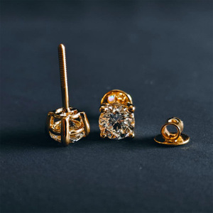 ต่างหูเพชรเม็ดเดี่ยวทรงทันสมัยทอง 14K เพชรเพาะเลี้ยง |   เครื่องประดับทำมือสำหรับผู้หญิง |   ของขวัญสำหรับงานปาร์ตี้ |   ขายส่งจากโรงงานโดยตรง - Product Image 4