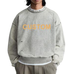 OEM Custom Logo Crewneck Heavyweight Cotton Oversize <b>Pullover</b> Unisex Sweatshirt - Product Image 5