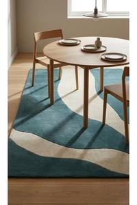Alfombra de área moderna de lana hecha a mano con mechones gruesos y patrón geométrico, con base de algodón antideslizante para sala de estar y uso en hoteles. - Product Image 6