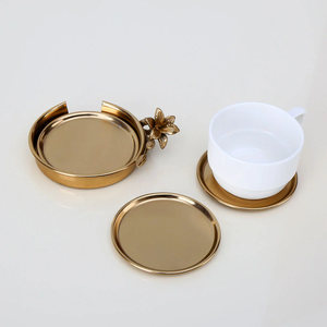 Elegant <b>Crafts</b> Brass Coaster Holder Handmade Eco-Friendly Reusable Custom Logo Engraving Country Style Tea Cup Wedding Party Low - Product Image 1