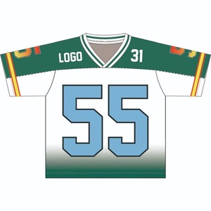 Maillot de football américain personnalisé à manches courtes, style streetwear tendance, avec logo imprimé et broderie, design en maille, coupe courte, chemise de football mode - Product Image 3