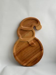 Plateau de service tendance en bois pour chips et trempettes, élégant plateau à collation en bois d'acacia avec bol séparé pour les trempettes, dernière nouveauté - Product Image 6