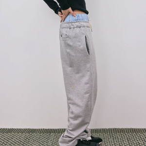 Pantalon de survêtement OEM pour hommes et femmes, taille élastique avec cordon de serrage, coupe droite ample, double taille, fabricant et fournisseur - Product Image 3