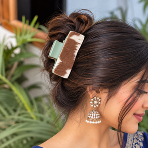 Nouveauté - Pinces à cheveux en cuir de vachette, design élégant et luxueux, pinces à cheveux en cuir véritable pour femmes, accessoires pour cheveux - Product Image 6