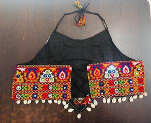 Halter Neck Mirror Work Blouse With Rayon Ghaghra Kodi Lace Backless Design Navratri Festival Wear Pair Set - Product Image 3