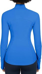 Chaqueta de Mujer Azul con Cuello Alto y Cremallera, Manga Larga, Transpirable, Color Sólido, Bolsillos, Corte Regular, para Todas las Temporadas, Informal - Product Image 4