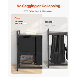 Organisateur de Linge Autoportant à 4 Compartiments avec Grande Structure Métallique et Plateau en Bois – Paniers de Rangement pour un Tri Efficace du Linge - Product Image 5