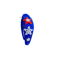 Diadema hecha a mano con perlas y cuentas, diadema personalizada con cuentas de la bandera estadounidense patriótica del 4 de julio, diadema con cuentas de semillas.