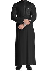 Vente chaude thobes Dernières Conceptions thobes jubbah Mode Vêtements Islamiques Noir Musulman Daffah Longue longueur Élégant Thobe Hommes - Product Image 3