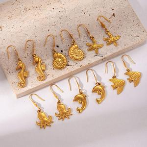 Pendientes de Oro y Titanio con Diseño de Océano para Mujer, Venta al por Mayor - Product Image 1