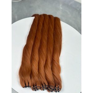 Mèches de cheveux humains vierges vietnamiens doublement étirées, lisses et brillantes, en trame plate, couleur gingembre cuivré, vente en gros - Product Image 4