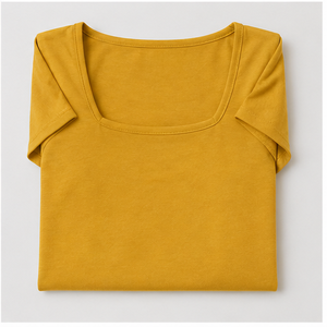 เสื้อยืดคอกลมแขนสั้นสีเหลืองทองสำหรับผู้หญิง WTS-0036 - Product Image 5