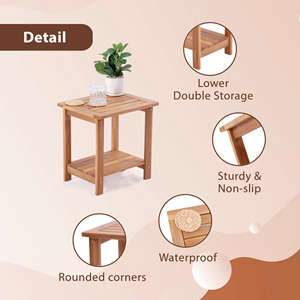 Table d'appoint en bois d'extérieur, résistante aux intempéries, petite table basse - Product Image 2