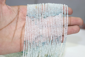 Cuentas de Aguamarina facetadas Rondelle de 3mm de calidad AAA, hebra de 14 pulgadas para fabricación de joyas, piedras preciosas sueltas naturales de Aguamarina múltiple - Product Image 4