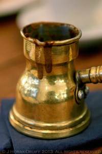 Vintage Brass Turkish Coffee <b>Pot</b> Cezve with Wooden Handle for Traditional Coffee Making - Product Image 1