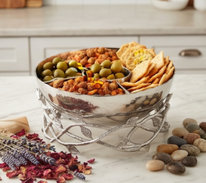 Premium Handmade <b>Metal</b> <b>Bowl</b> With Leaf Branch Stand Polished Minimalist Style For Food Serving Gifting Decorative Tableware - Product Image 6