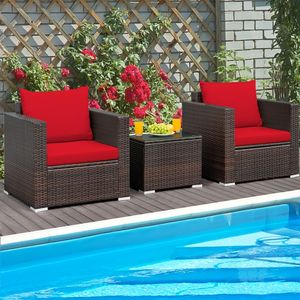 Set di mobili da giardino in rattan da 3 pezzi con cuscini - Product Image 6