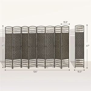 8-Fold Dark Gray Folding Screen <b>Room</b> <b>Divider</b> and Privacy Screen - Product Image 6