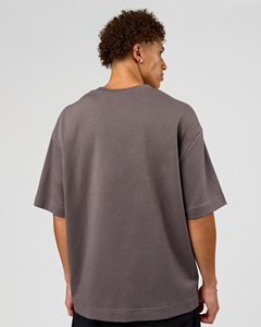 Camiseta de algodón de manga corta con cuello redondo para hombre, estilo casual, de punto teñido liso, con logo serigrafiado, talla grande, color liso - Product Image 2