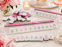 Jeu de tuiles de Mahjong américain de luxe rose et vert avec motifs éléphant et dragon, personnalisable, vente en gros, pour boutiques, clubs et cadeaux