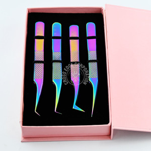 Private Label X Shaped Isolation Tweezers fiber lash extension Eyelash Tweezers Multicolor 45 90 Degree Mega <b>Boot</b> Volume - Product Image 1