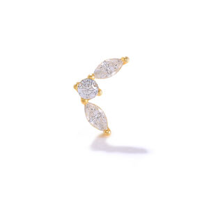 Piercing Labret de Oro Sólido de 14K con Diamante Marquise Cultivado en Laboratorio, Roscado Internamente, Parte Trasera Plana, Directo de Fábrica de Joyería - Product Image 1