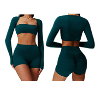Ensemble de sport deux pièces en dentelle pour femme grande taille, débardeur court et legging de yoga taille haute, respirant