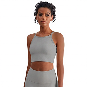 Top Deportivo Blanco Acanalado sin Mangas con Cuello Alto para Mujer, Estilo Bralette, Body para Entrenamiento - Product Image 5