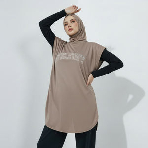 Ropa Deportiva Musulmana Modesta para Mujer, Vestido Atlético Largo y Holgado con Hiyab, Túnica Transpirable para Gimnasio, Fitness, Yoga y Correr, UPF50+ - Product Image 1