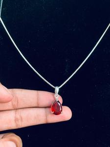 Collar de cadena de serpiente con granate, engaste de plata alemana, regalo de aniversario o boda cristiana, hecho a mano, sin níquel ni plomo. - Product Image 3