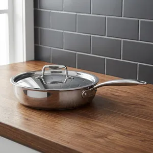 Poêle à frire triple couche en acier inoxydable 304 de 24 cm, très demandée, avec surface antiadhésive pour saisir, sauter et griller - Product Image 5