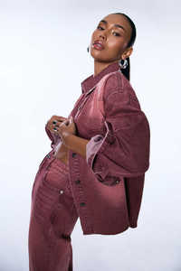 Chaqueta Vaquera Personalizada de Alta Gama para Mujer, Transpirable, Resistente al Viento, Ecológica, Reversible, Tejida, 100% Algodón, Invierno, 340g - Product Image 5