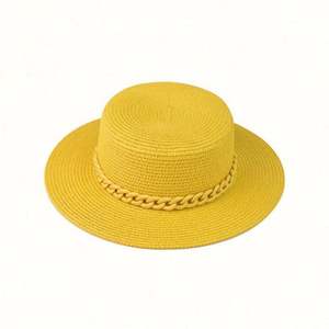 Chapeau de soleil d'extérieur unisexe en paille à large bord, avec chaîne colorée, style sombrero, décontracté et tendance - Product Image 1