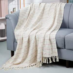 100% Cotton Personalized Modern Simple Geometric Pattern Throw Blanket Large Size Sofa Bed Home Decor Black White Woven <b>Hotels</b> - Product Image 6