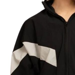 Blouson bomber noir pour femme, manches longues, fermeture éclair sur le devant, tricoté, imperméable, séchage rapide, empiècements contrastants, léger, cordon de serrage - Product Image 3