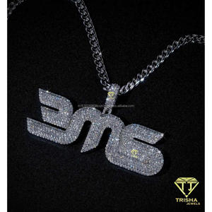 Custom BMS <b>Iced</b> <b>Out</b> Pendant Necklace Hip Hop moissanite Bling Letter Pendant with Cuban Link <b>Chain</b> for Men Women Jewelry - Product Image 5