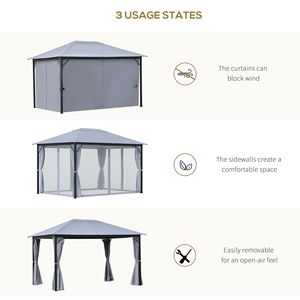 10 'X 13' con struttura in alluminio Gazebo con struttura a baldacchino esterno tetto rete tende giardino prato giardino ponte grigio pergolato padiglione - Product Image 5