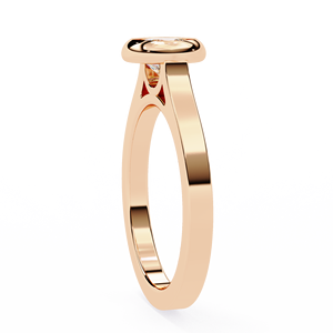 0.60 Carat Brilliant Cut Lab Grown Diamond Bezel <b>Solitaire</b> <b>Ring</b> IGI Certified Minimalist Plain Wide Gold Women's Engagement Band - Product Image 5