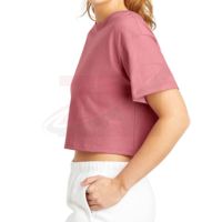 T-shirt court ample à manches courtes et col rond pour femme, idéal pour la gym, le fitness, l'entraînement, le streetwear et la course à pied