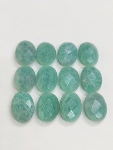 พลอยอะเมโซไนต์ธรรมชาติทรงรีเหลี่ยมเพชรพลอยสำหรับทำเครื่องประดับขายส่ง สีฟ้าเขียว - Product Image 2