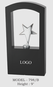Star Trophy Plated Metal Award 9 Inch Sports Games Recognition wooden metal trophy - Product Image 5