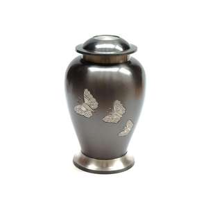 Urne funéraire en métal de style américain, forme dôme, motif papillons, pour adultes, fabriquée à la main, fournisseur et fabricant. - Product Image 1