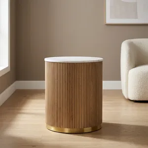 Modern <b>Round</b> <b>Wood</b> <b>Coffee</b> <b>Table</b> with Easy to Clean Minimalist Design Living Room Furniture - Product Image 5