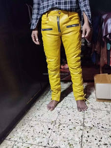 กางเกงนักขี่จักรยานเกย์นิ่มสำหรับผู้ชายกางเกงหนังแท้สีเหลืองเจ็ทผลิตจากร้านค้าออนไลน์ - Product Image 6