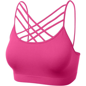 Women Custom <b>Strappy</b> Cross Back Sports Bra Padded Yoga Gym Fitness Workout Activewear <b>Top</b> Wholesale OEM Athletic Training Bra - Product Image 4