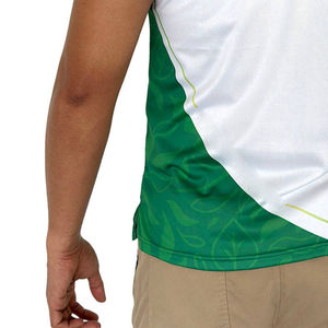 Polo de Manga Corta para Hombre, Color Blanco y Verde, con Estampado por Sublimación, de Secado Rápido, Estilo Casual - Product Image 6